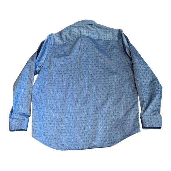 Tasso Elba Men’s Large Blue Diamond Tile Supima Cotton button down Dress Shirt - Picture 6 of 9